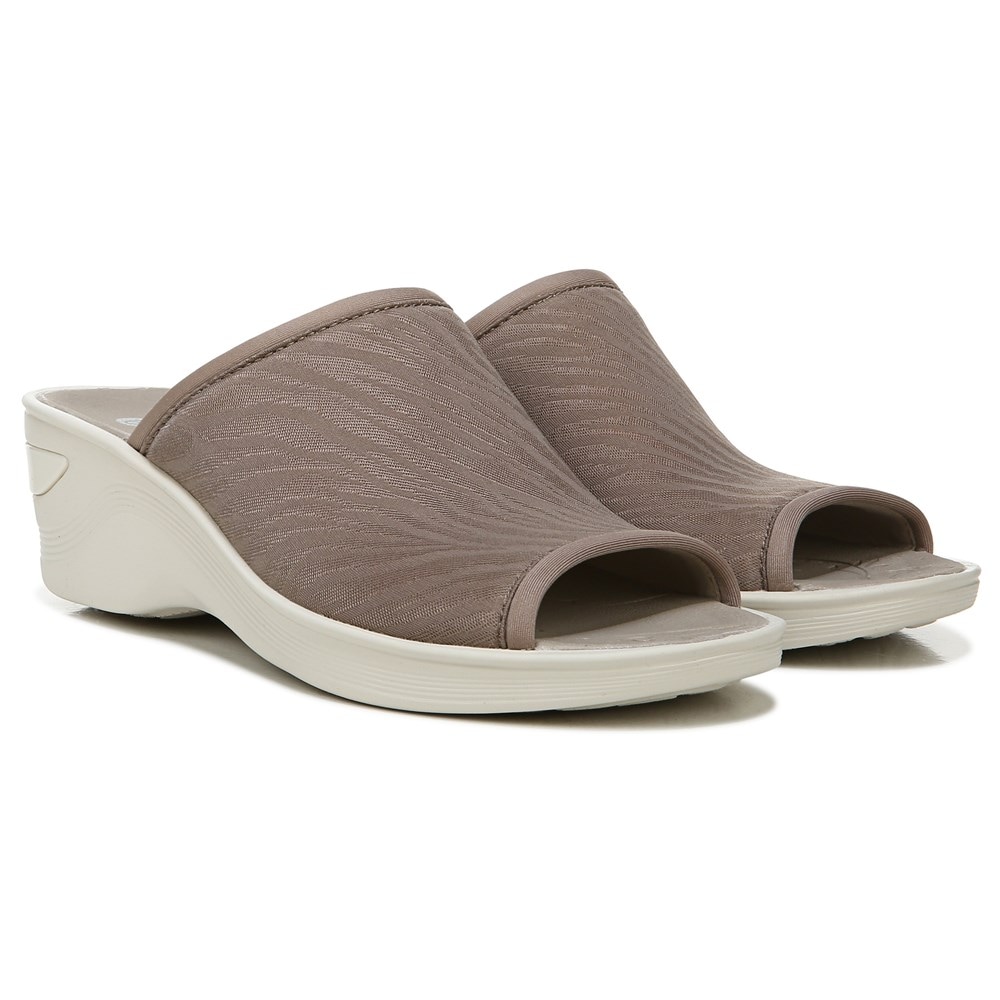 Bzees Deluxe Peep Toe Wedge Sandal - Taupe Zebra Print Fabric