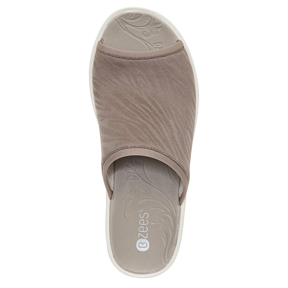 Bzees Deluxe Peep Toe Wedge Sandal - Taupe Zebra Print Fabric Bzees Deluxe Peep Toe Wedge Sandal - Taupe Zebra Print Fabric