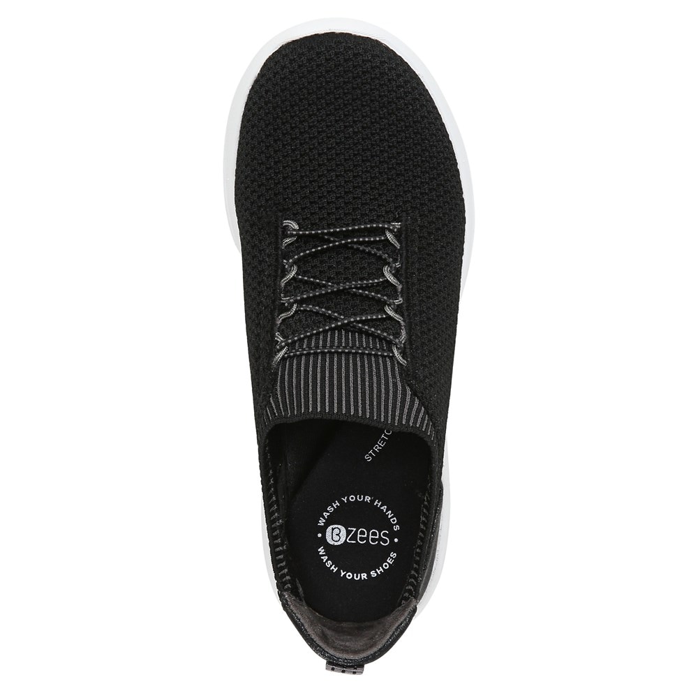 Bzees Gold Rush Slip On Sneaker - Black Knit