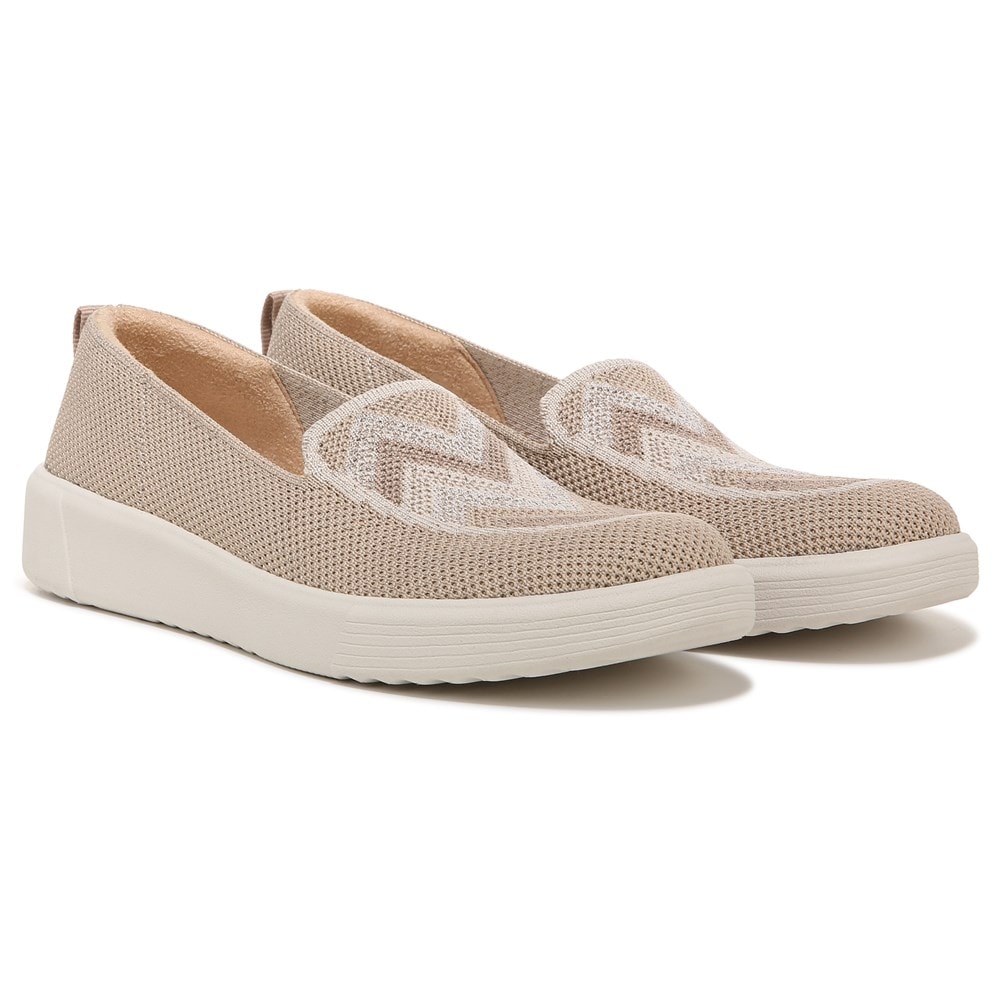 Bzees March On Moc Slip On - Beige Chevron Knit