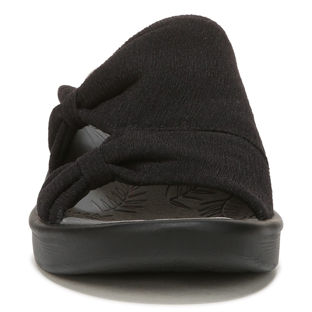 Bzees Smile More Slip On Wedge Sandal - Black Fabric Bzees Smile More Slip On Wedge Sandal - Black Fabric