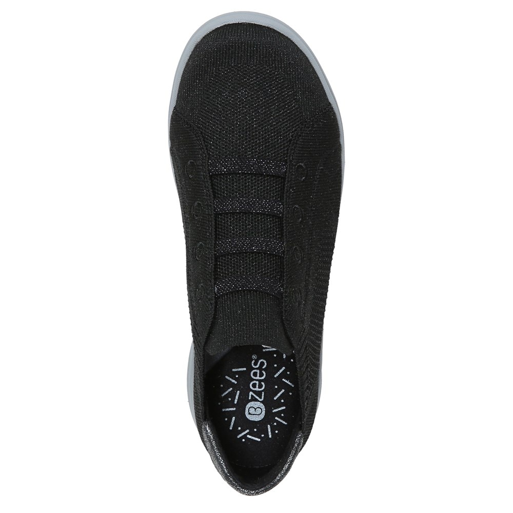 Bzees Golden Knit Slip On Sneaker - Metallic Black