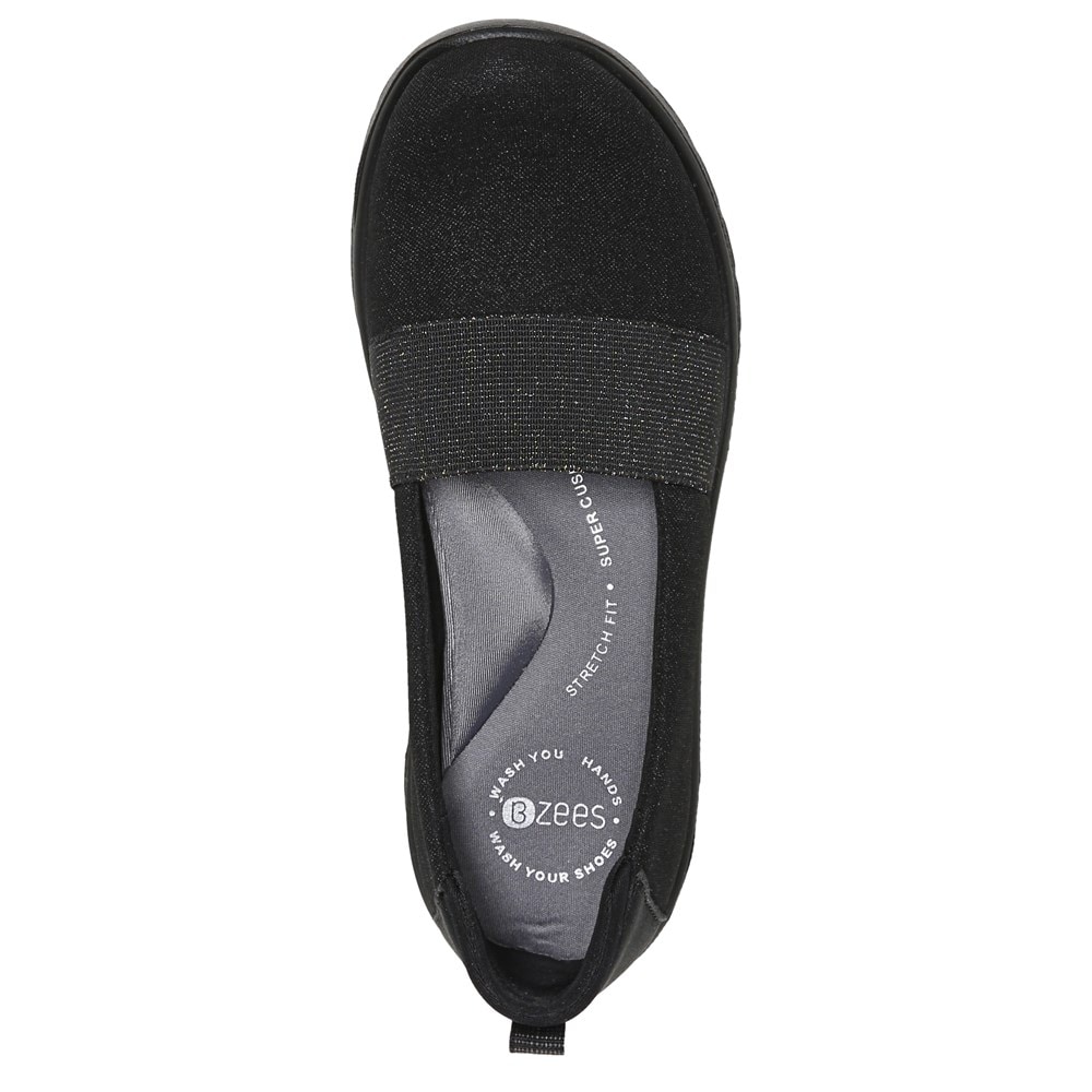 Bzees Gracie Slip On Loafer - Black Shimmer Fabric