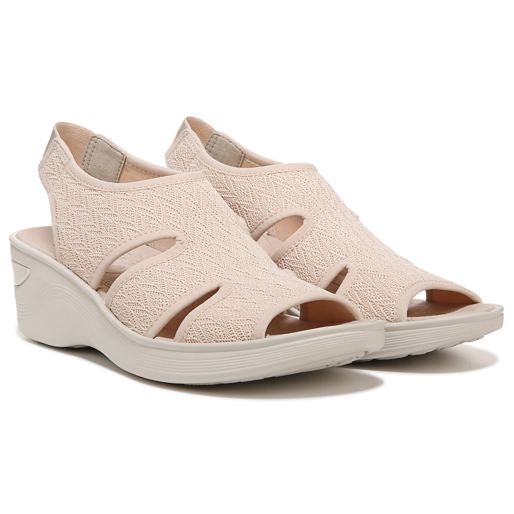 Bzees Daytona Slingback Wedge Sandal - Sand Brown Knit