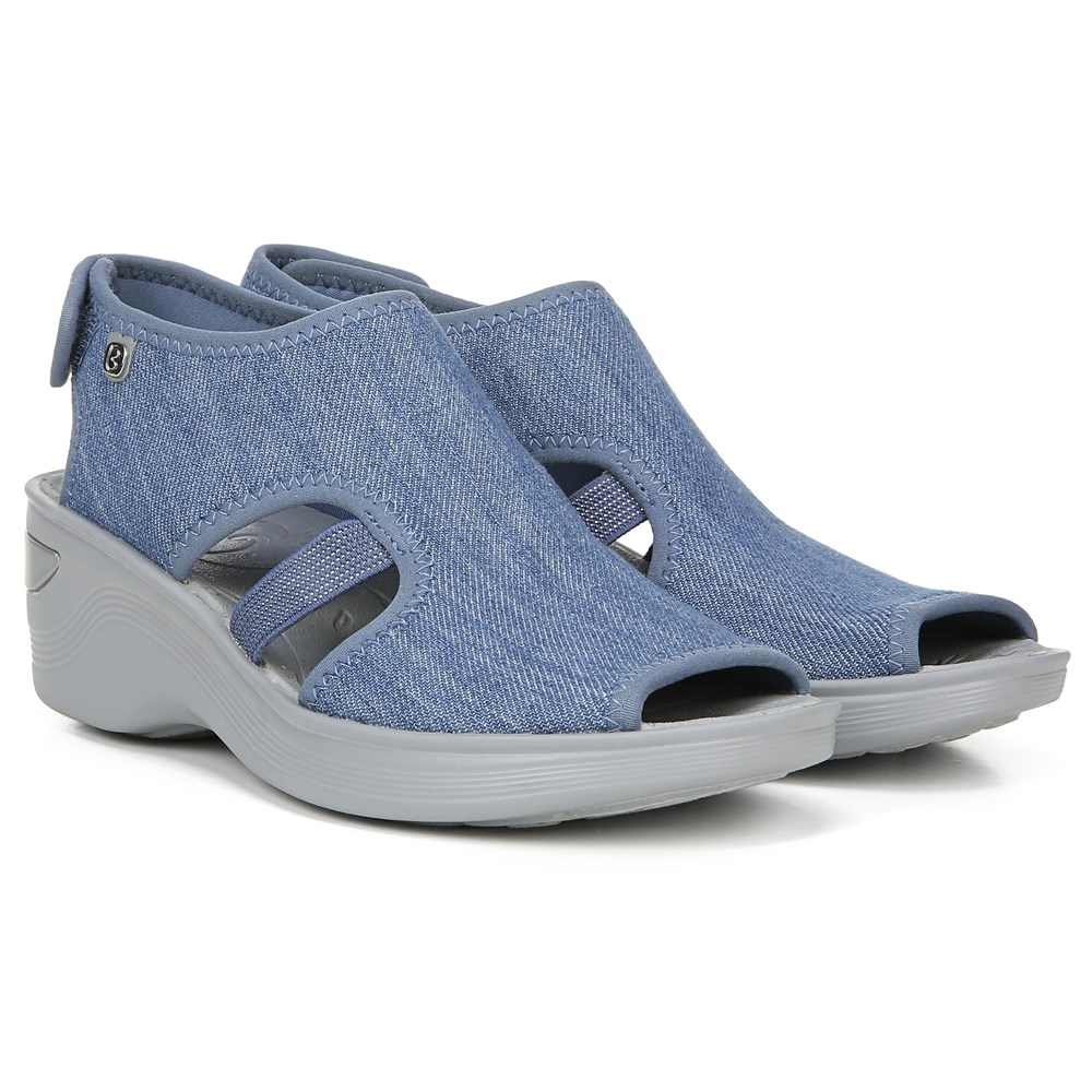 Bzees Dream Wedge Sandal - Washed Denim Fabric