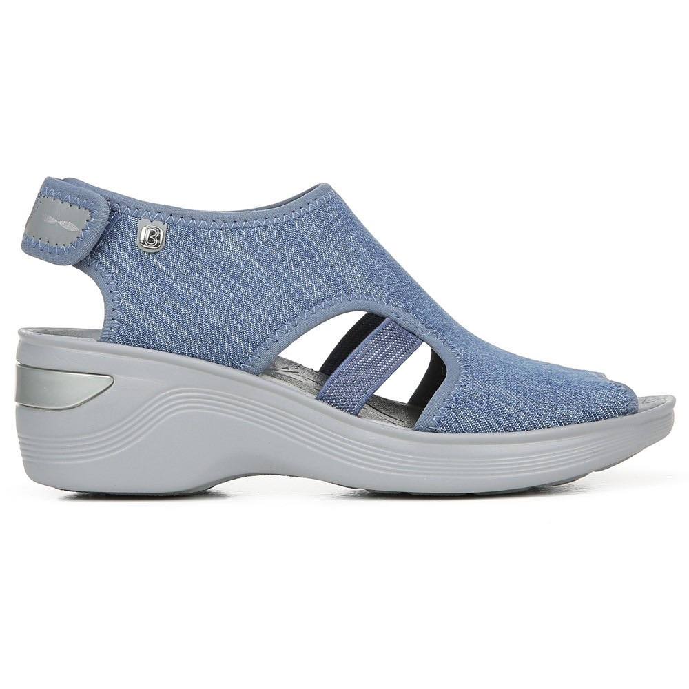 Bzees Dream Wedge Sandal - Washed Denim Fabric
