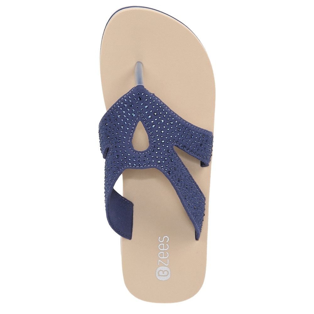 Bzees Rio Wedge Sandal - Blue Fabric