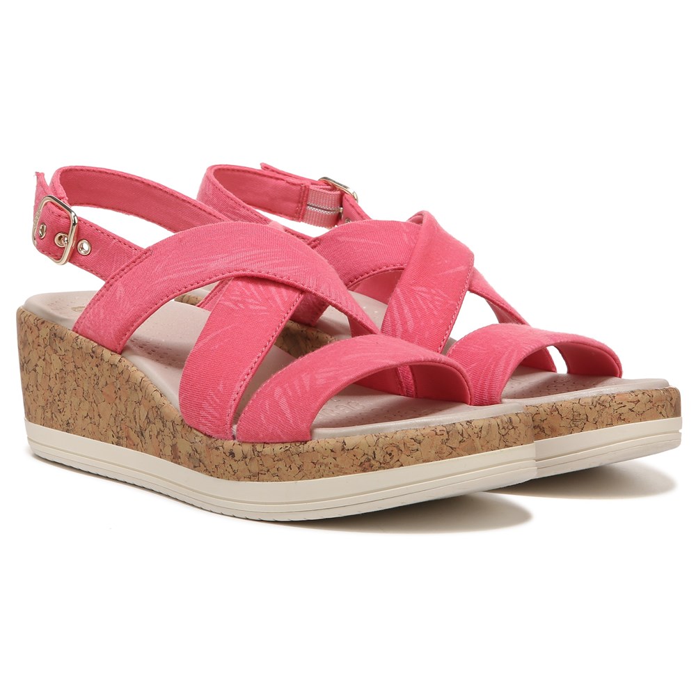 Bzees Radiant Wedge Sandal - Coral Palm Fabric  Bzees Radiant Wedge Sandal - Coral Palm Fabric