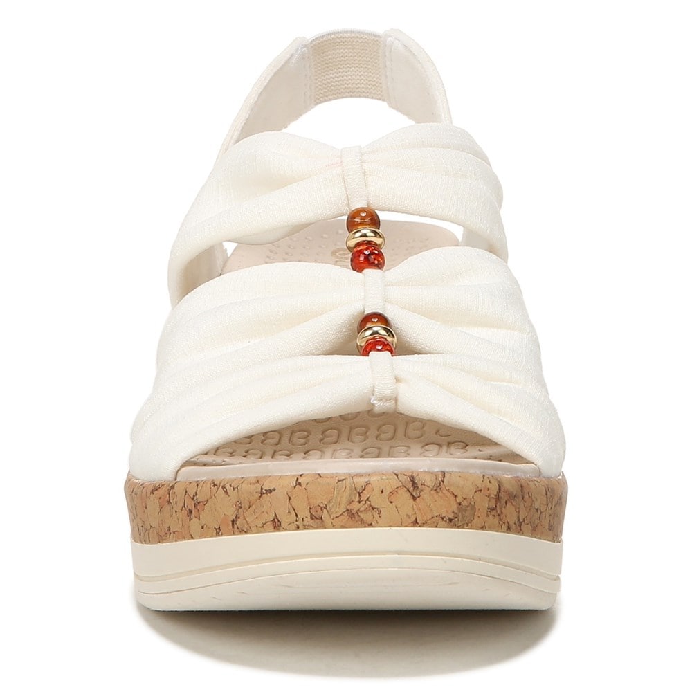 Bzees Roma Sandal Wedge - White Fabric Bzees Roma Sandal Wedge - White Fabric