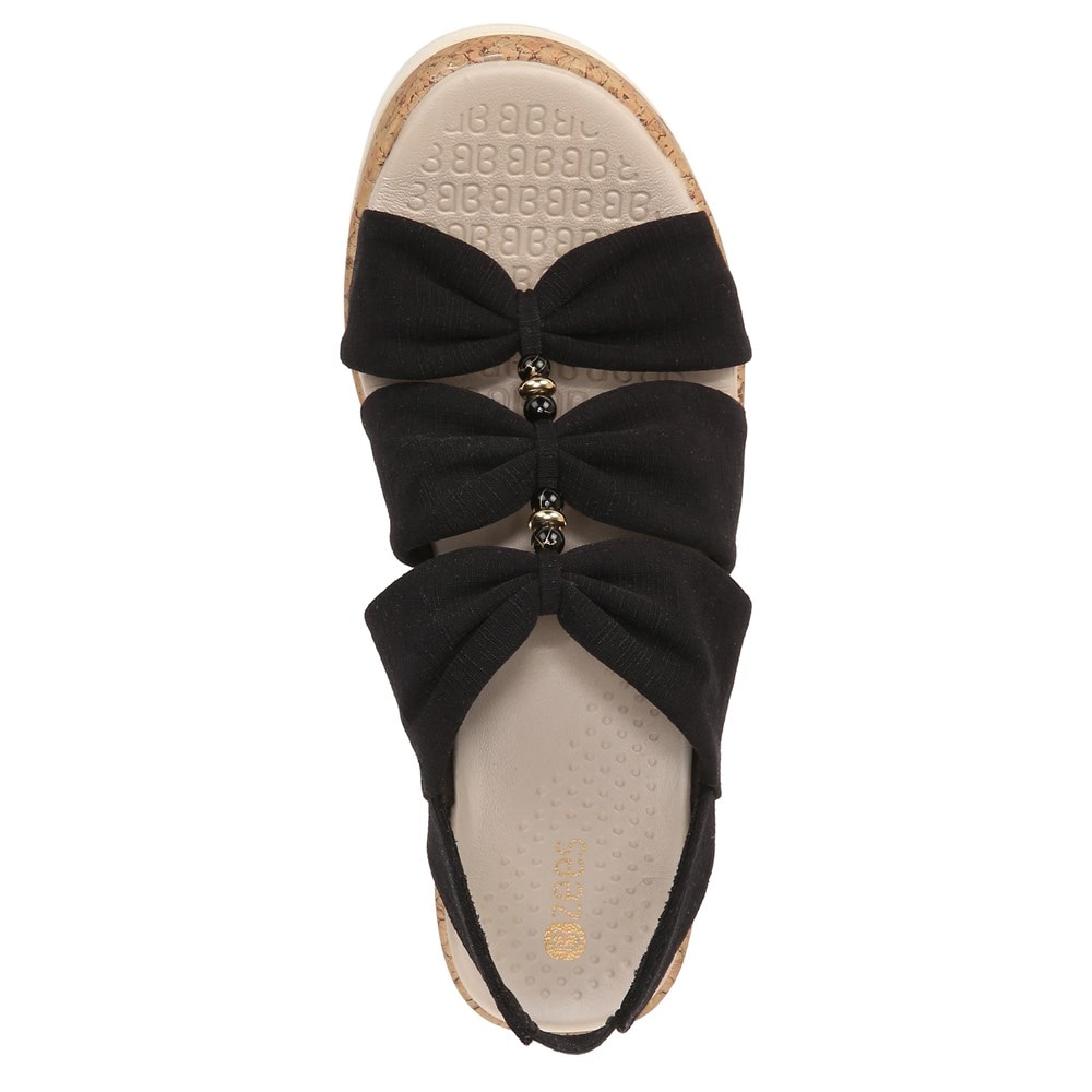 Bzees Roma Sandal Wedge - Black Fabric