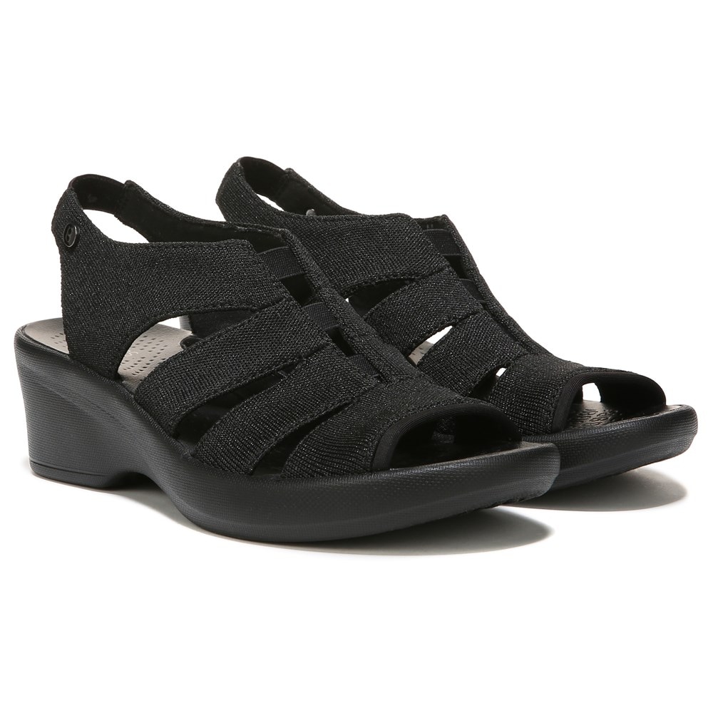 Bzees Finale Peep Toe Sandal - Black Shimmer Fabric  Bzees Finale Peep Toe Sandal - Black Shimmer Fabric