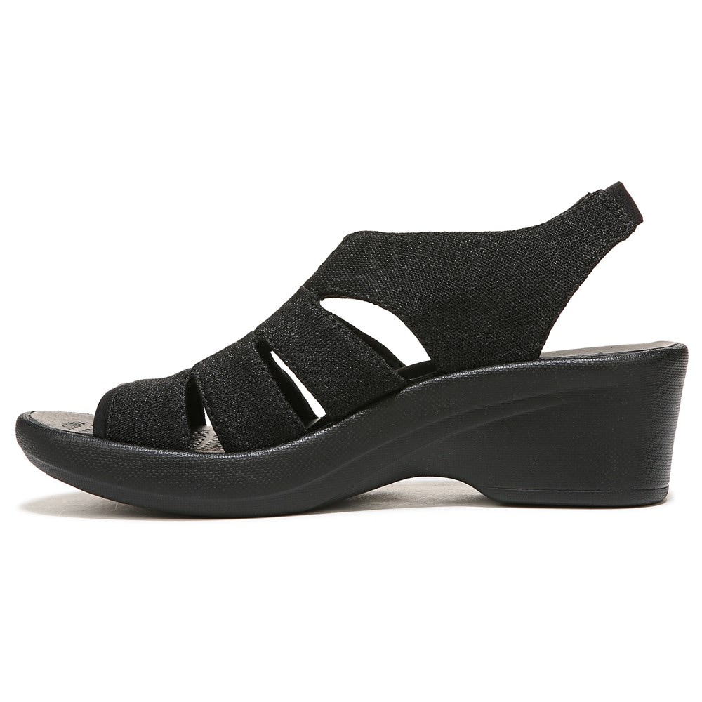 Bzees Finale Peep Toe Sandal - Black Shimmer Fabric Bzees Finale Peep Toe Sandal - Black Shimmer Fabric