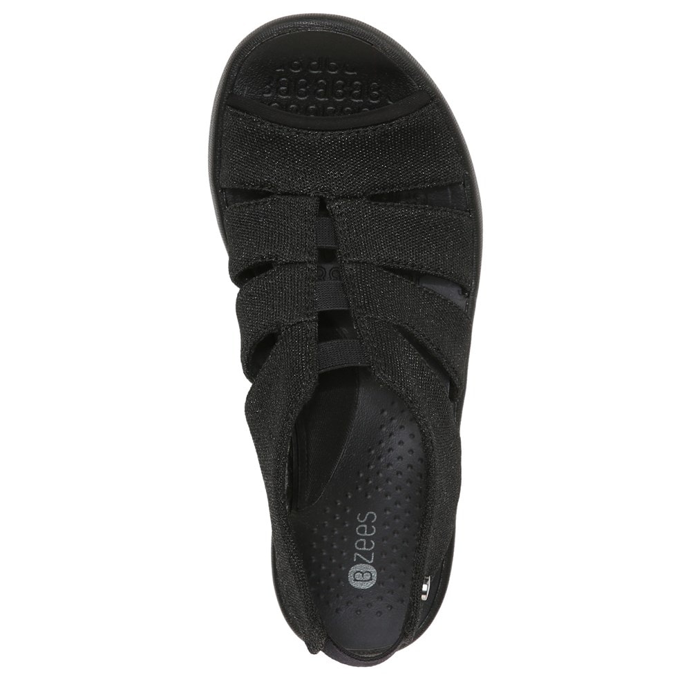 Bzees Finale Peep Toe Sandal - Black Shimmer Fabric Bzees Finale Peep Toe Sandal - Black Shimmer Fabric