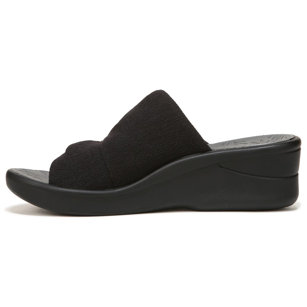 Bzees Smile More Slip On Wedge Sandal - Black Fabric