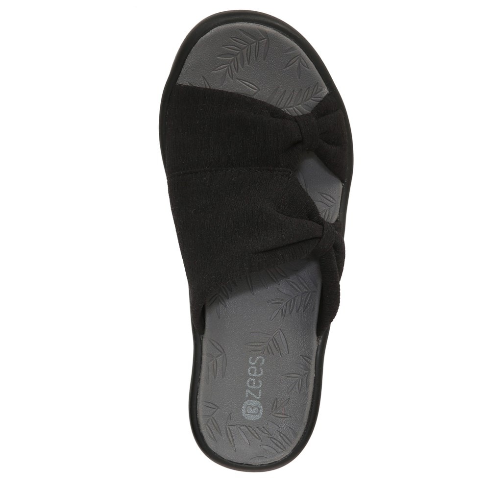 Bzees Smile More Slip On Wedge Sandal - Black Fabric
