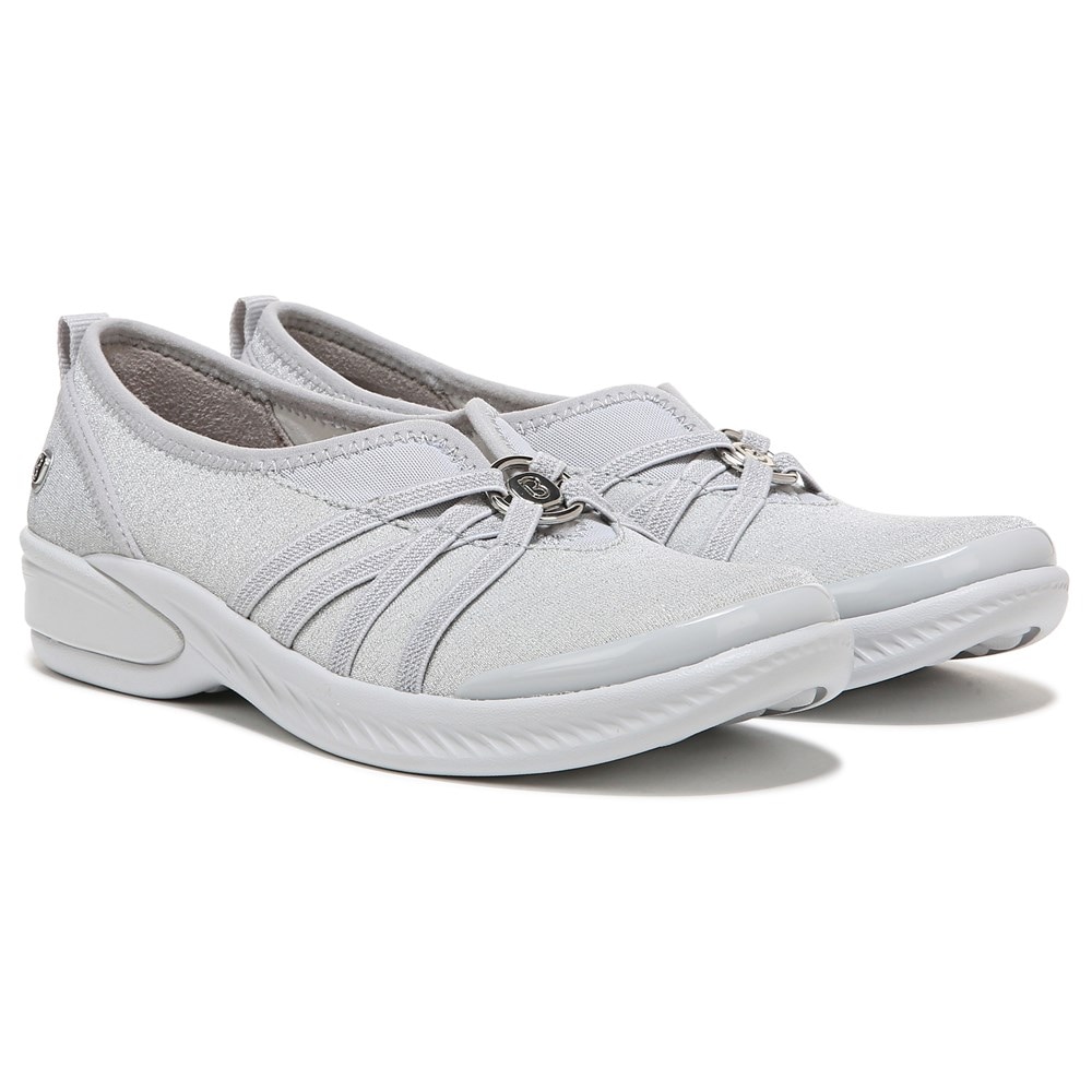 Bzees Niche Slip On - Silver Shimmer Fabric