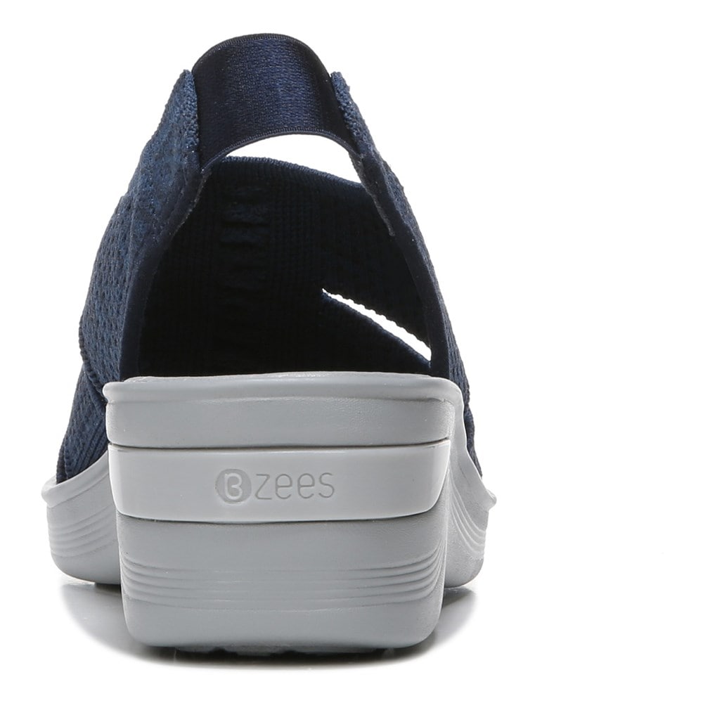 Bzees Double Up Slingback Wedge Sandal - Navy Knit Bzees Double Up Slingback Wedge Sandal - Navy Knit