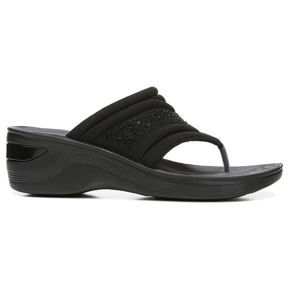 Bzees Dazzle Me Flip Flop Wedge Sandal - Black
