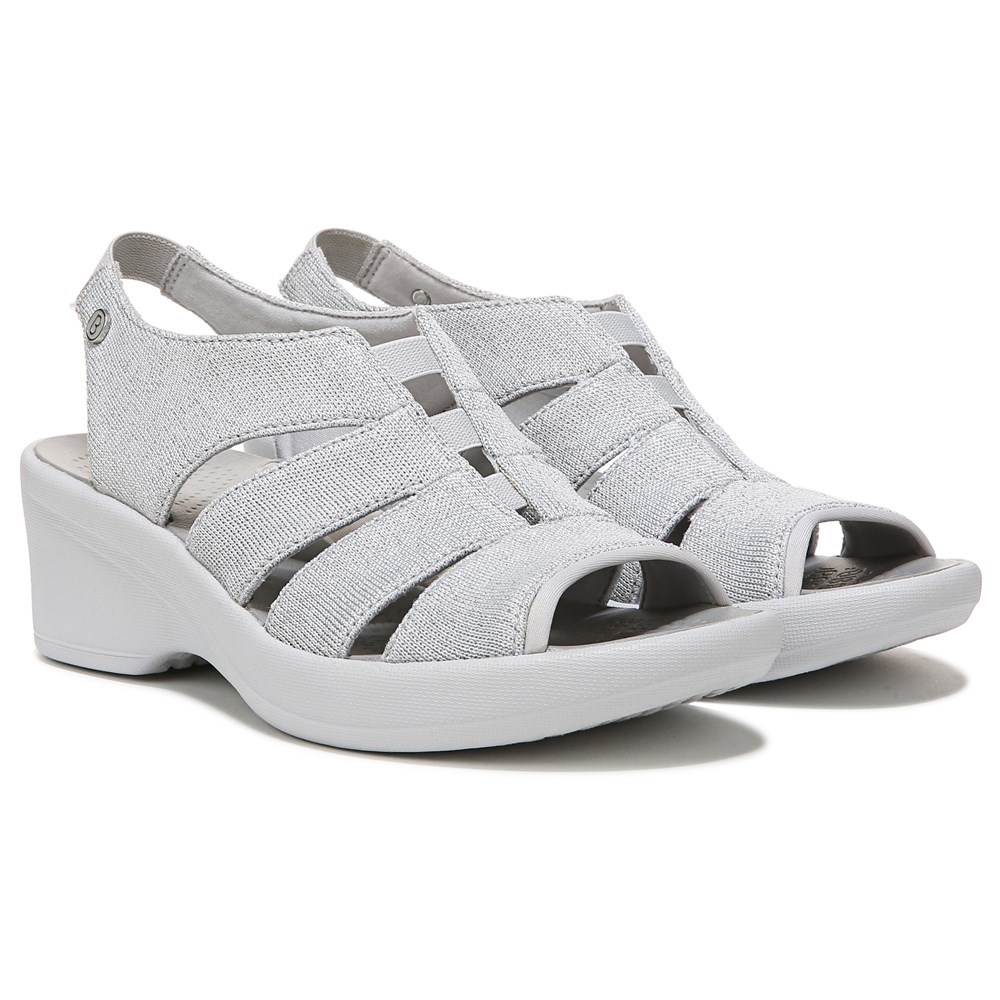 Bzees Finale Peep Toe Sandal - Silver Shimmer Fabric  Bzees Finale Peep Toe Sandal - Silver Shimmer Fabric