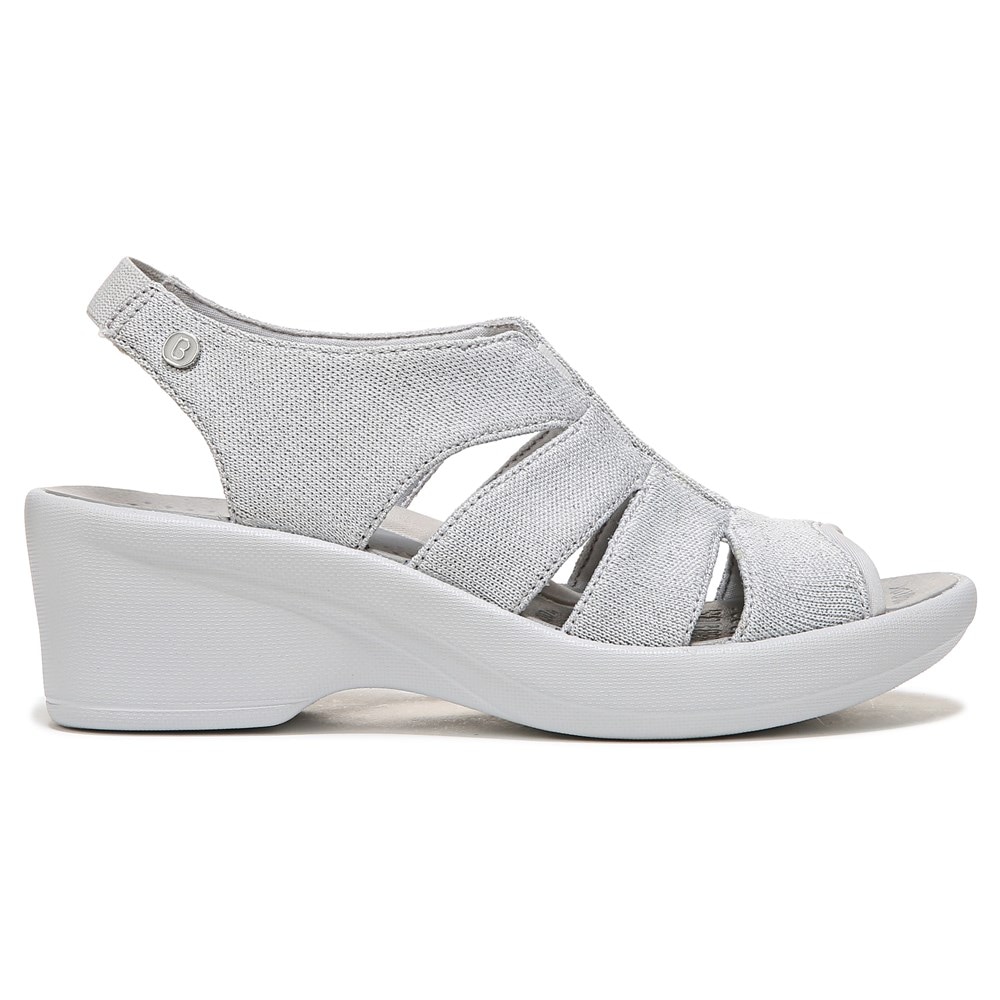 Bzees Finale Peep Toe Sandal - Silver Shimmer Fabric