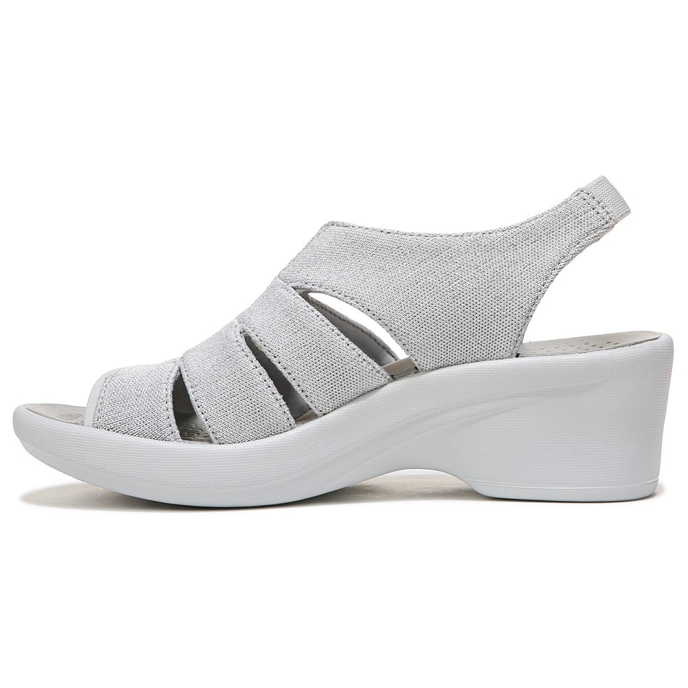 Bzees Finale Peep Toe Sandal - Silver Shimmer Fabric