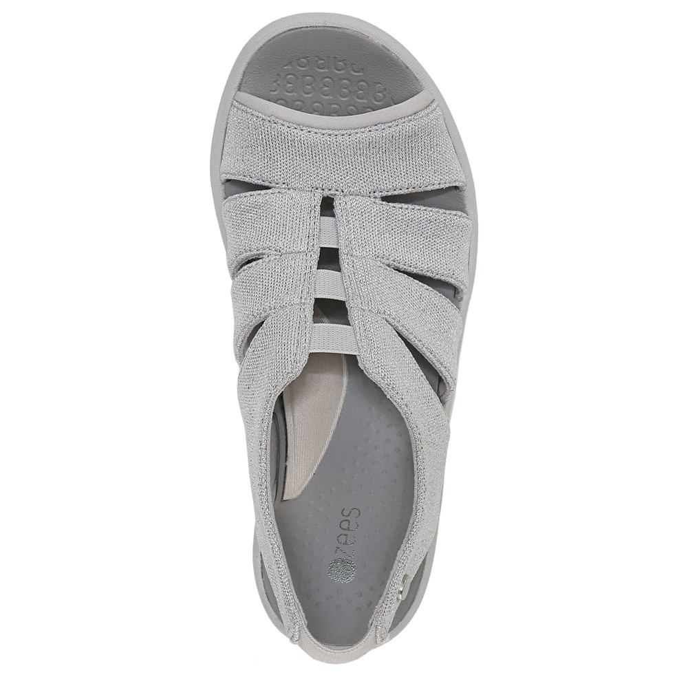 Bzees Finale Peep Toe Sandal - Silver Shimmer Fabric