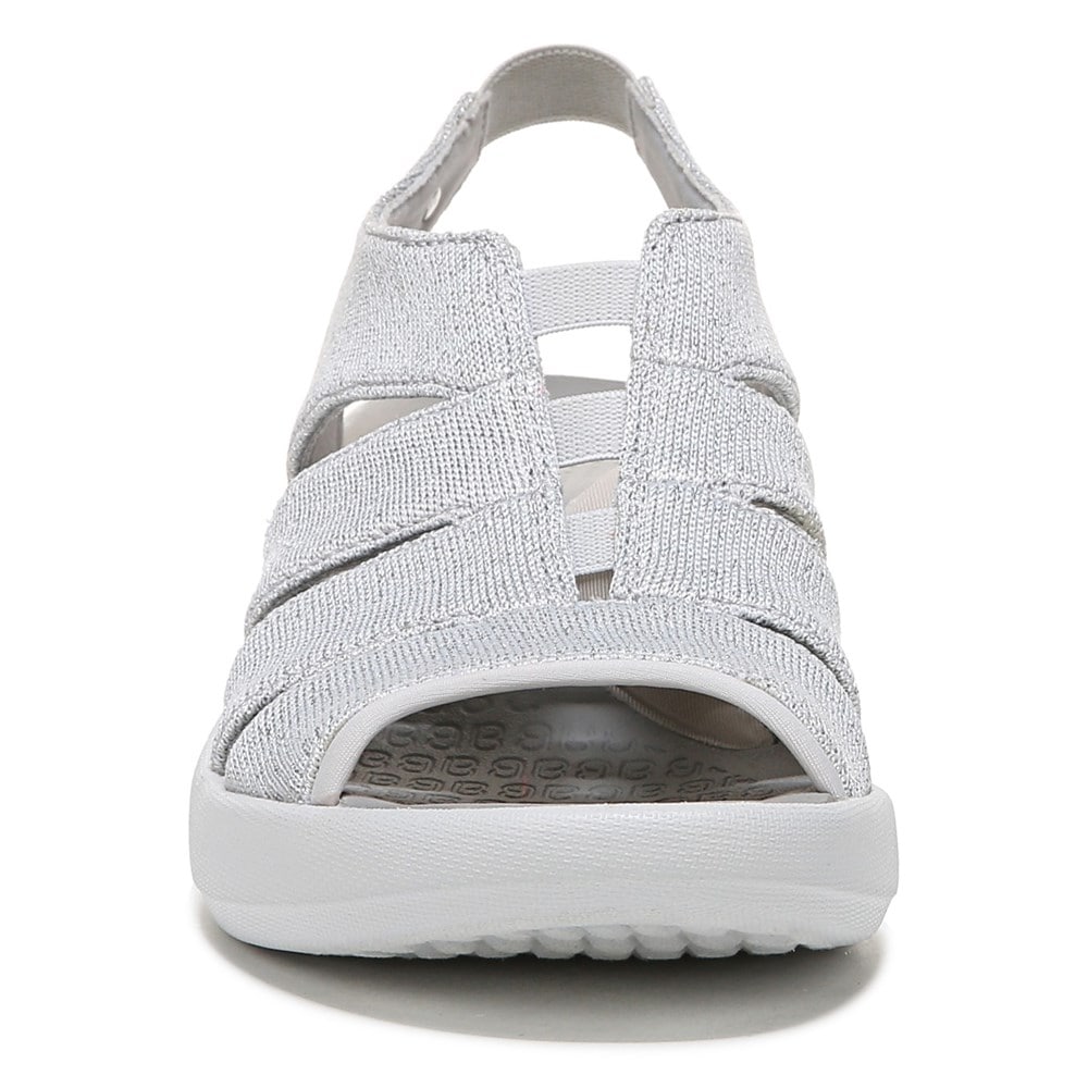 Bzees Finale Peep Toe Sandal - Silver Shimmer Fabric