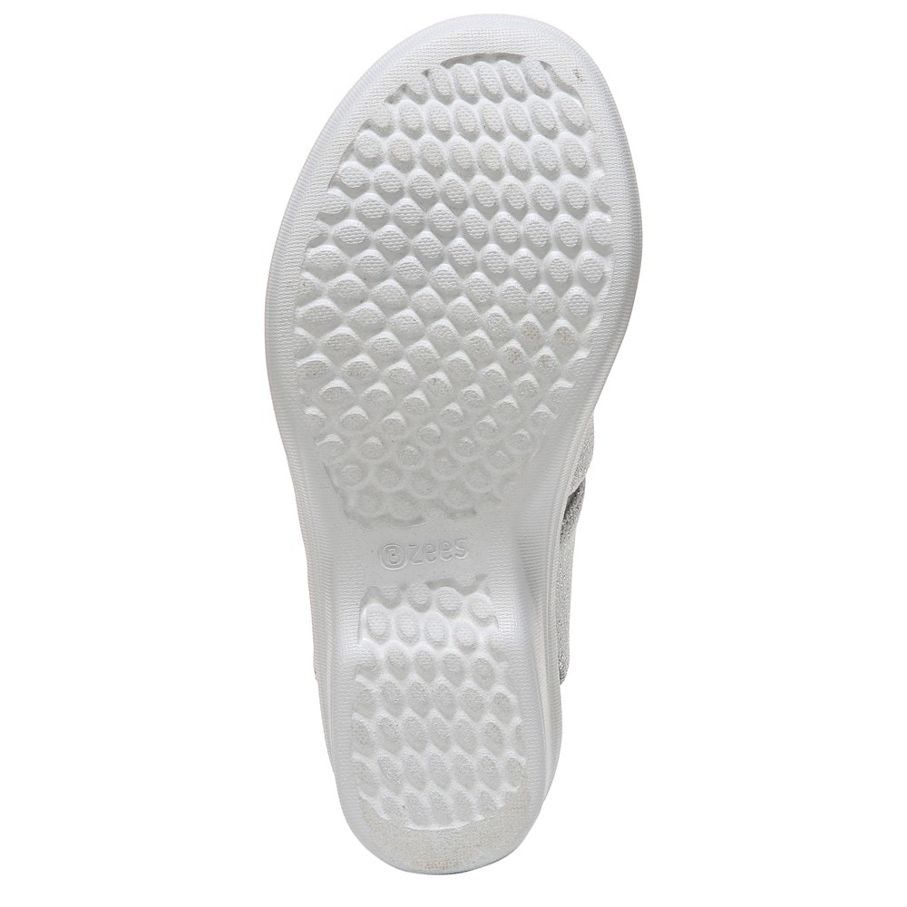 Bzees Finale Peep Toe Sandal - Silver Shimmer Fabric