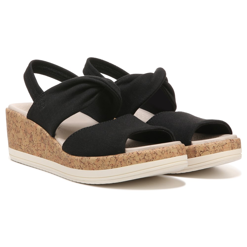Bzees Remix It Slingback Wedge Sandal - Black Fabric  Bzees Remix It Slingback Wedge Sandal - Black Fabric