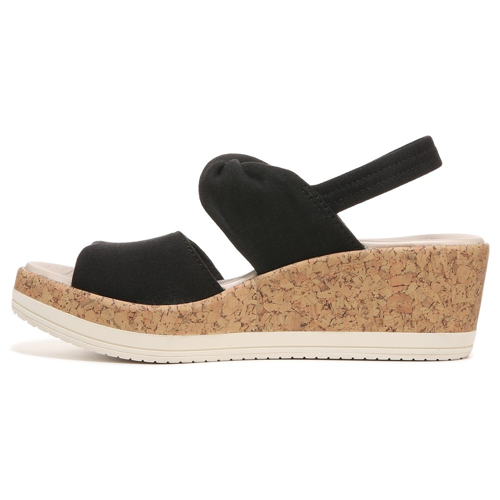 Bzees Remix It Slingback Wedge Sandal - Black Fabric  Bzees Remix It Slingback Wedge Sandal - Black Fabric