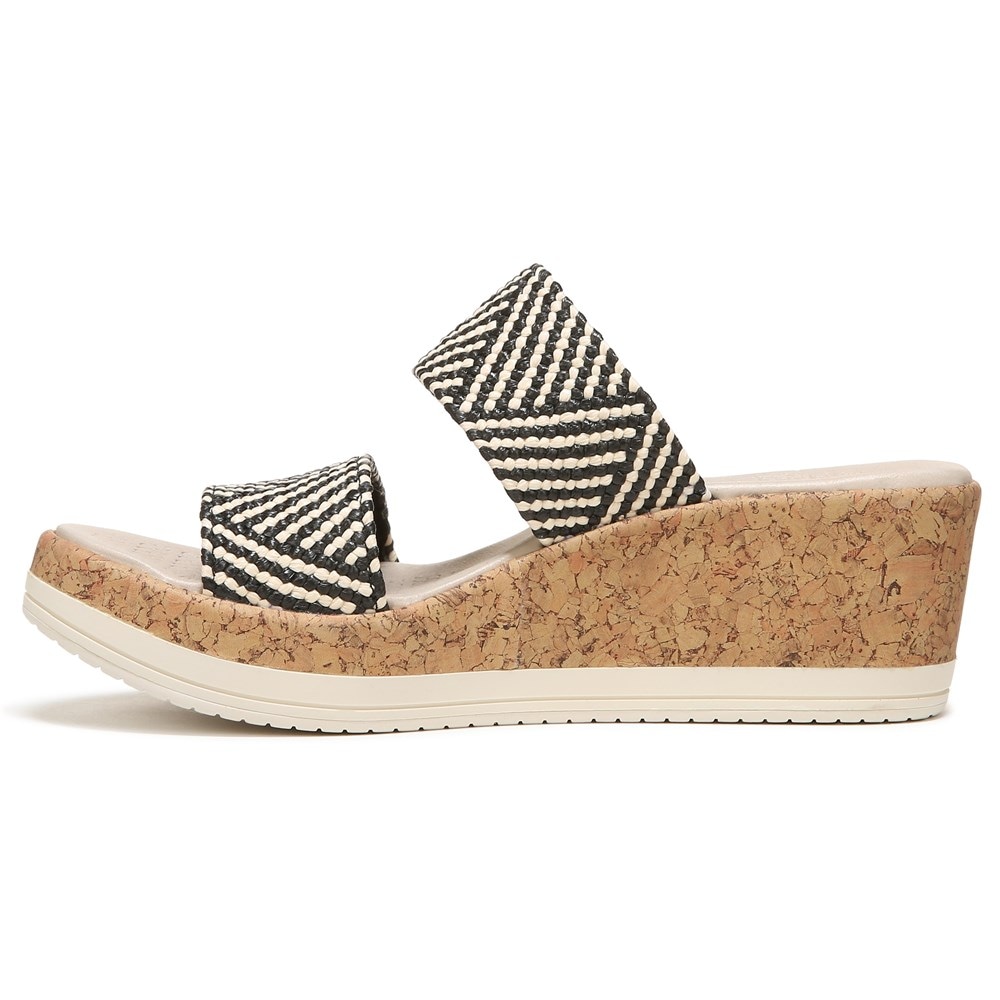 Bzees Resort Wedge Sandal - Black Multi Raffia Fabric Bzees Resort Wedge Sandal - Black Multi Raffia Fabric