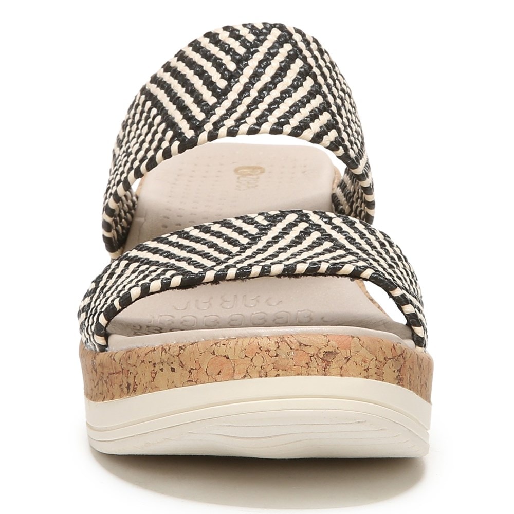 Bzees Resort Wedge Sandal - Black Multi Raffia Fabric Bzees Resort Wedge Sandal - Black Multi Raffia Fabric