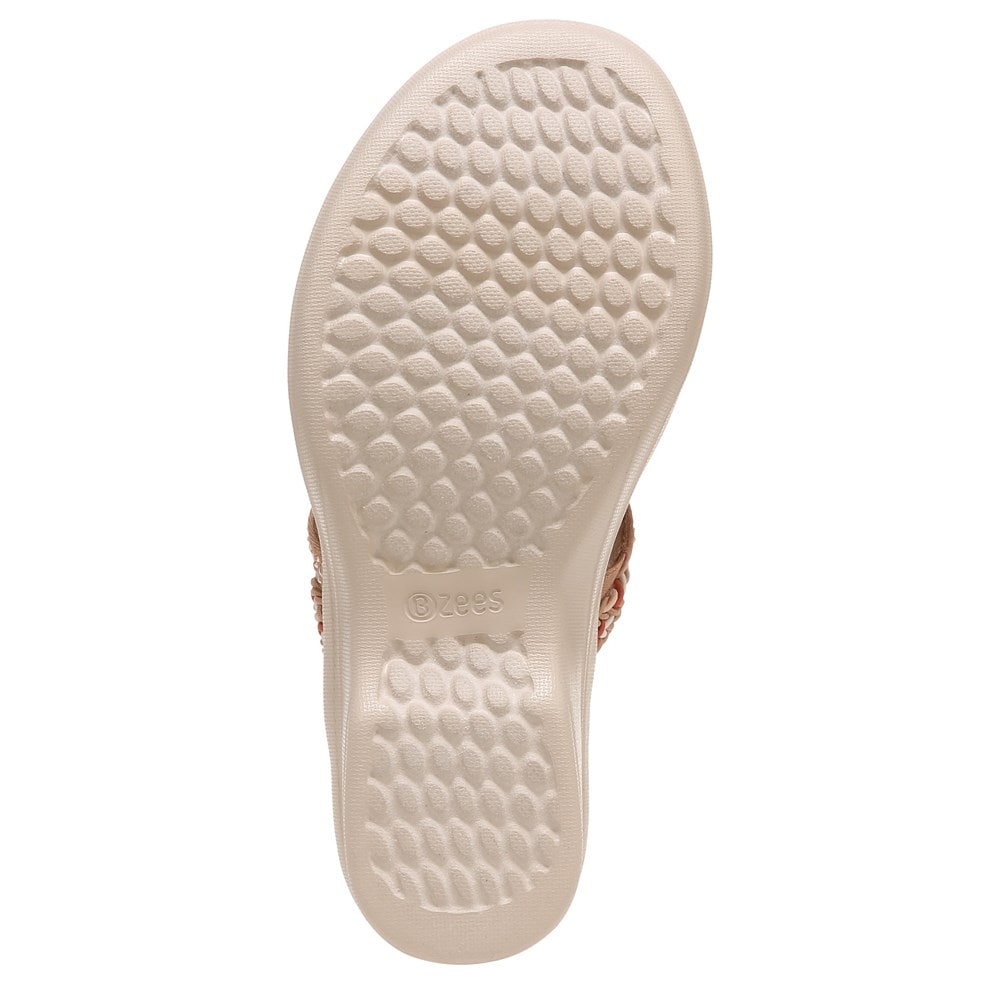 Bzees Fireworks Slide Wedge Sandal - Café Woven Fabric