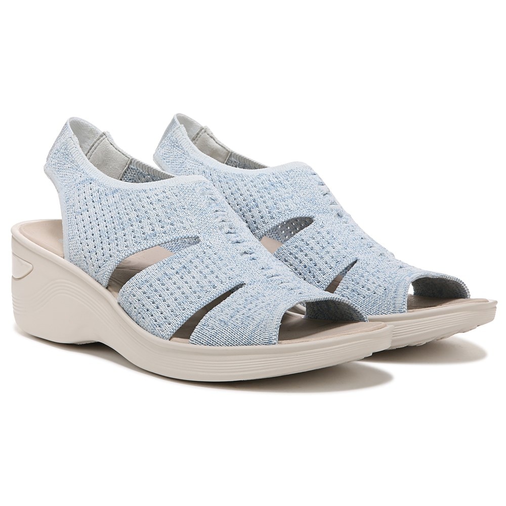 Bzees Double Up Slingback Wedge Sandal - Sky Blue Knit  Bzees Double Up Slingback Wedge Sandal - Sky Blue Knit