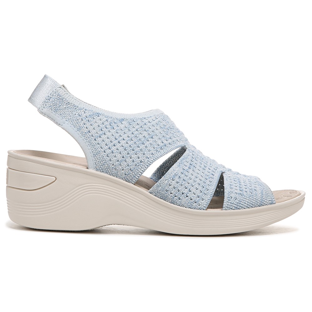Bzees Double Up Slingback Wedge Sandal - Sky Blue Knit