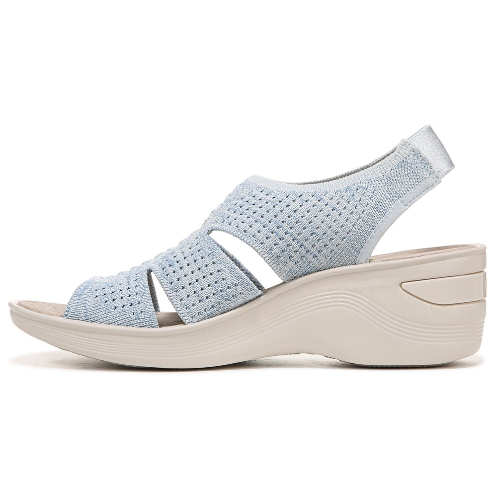 Bzees Double Up Slingback Wedge Sandal - Sky Blue Knit