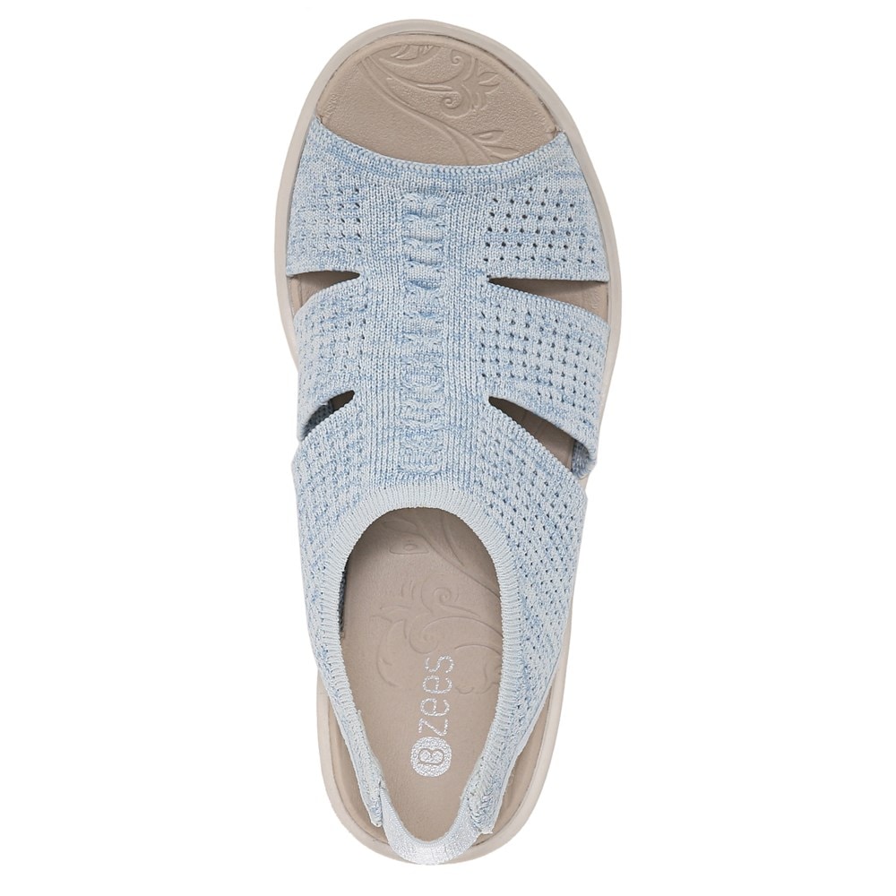 Bzees Double Up Slingback Wedge Sandal - Sky Blue Knit