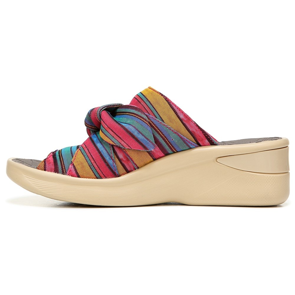 Bzees Smile Wedge Sandal - Raspberry Stripe Fabric Bzees Smile Wedge Sandal - Raspberry Stripe Fabric
