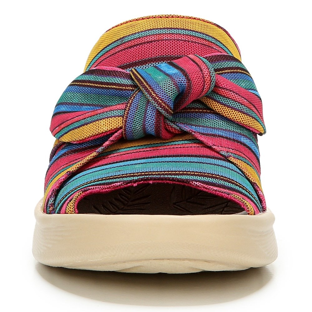 Bzees Smile Wedge Sandal - Raspberry Stripe Fabric Bzees Smile Wedge Sandal - Raspberry Stripe Fabric