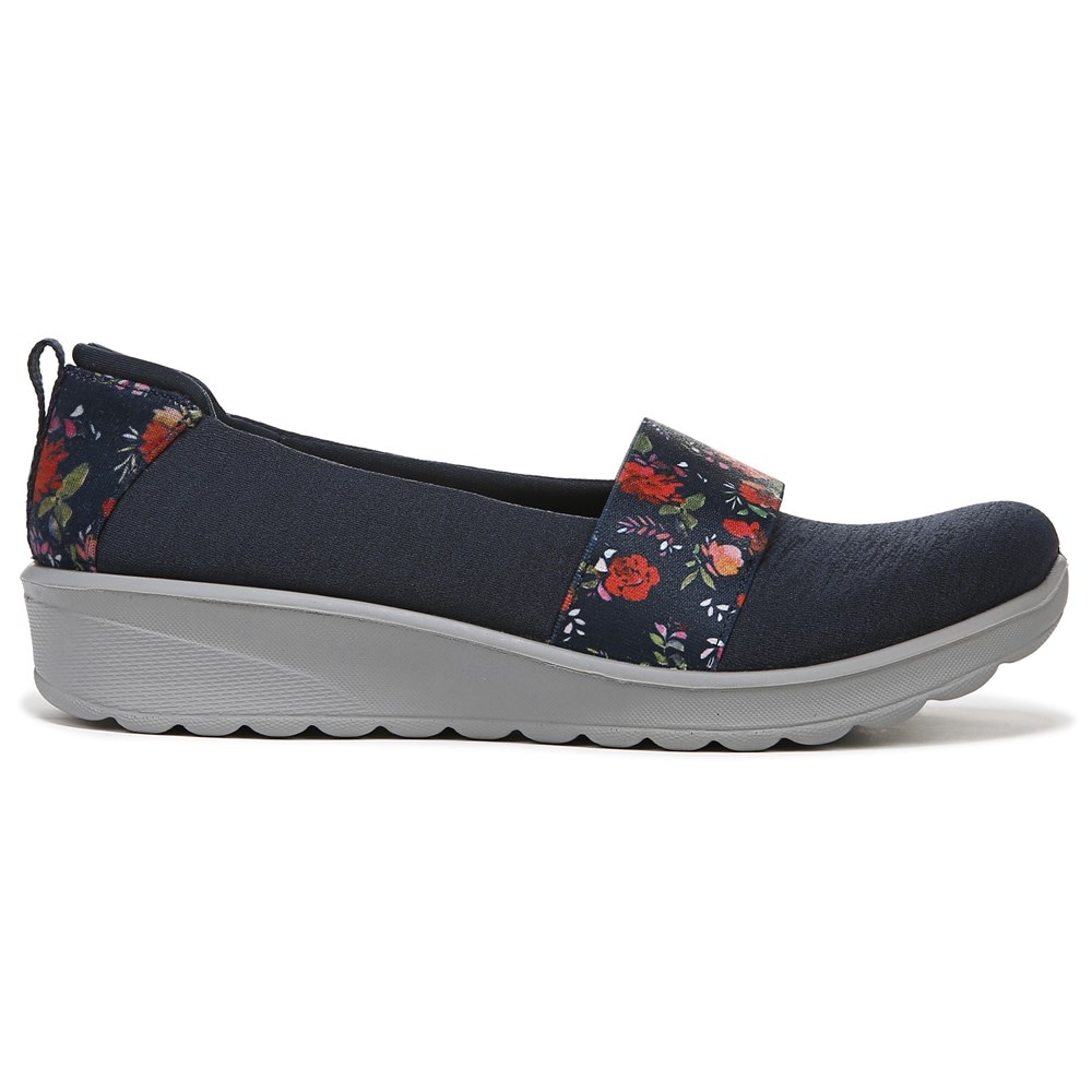 Bzees Gracie Slip On Loafer - Navy Floral Fabric