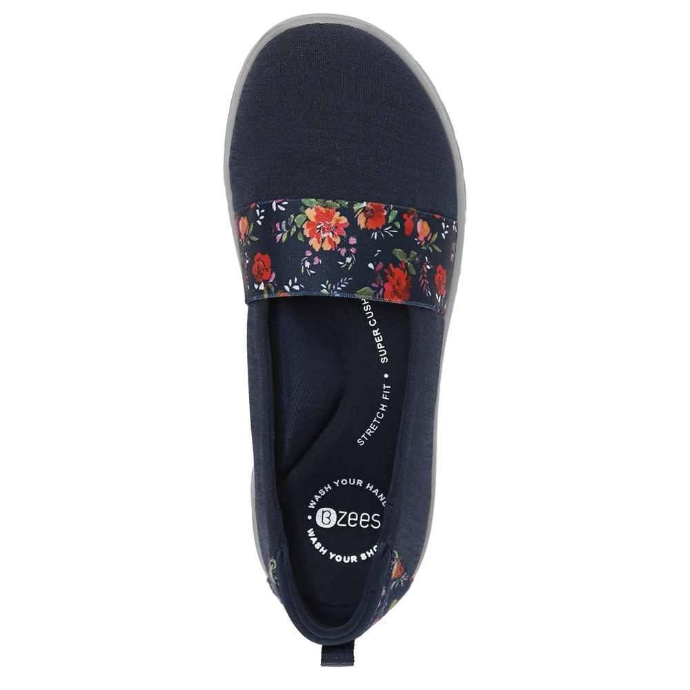 Bzees Gracie Slip On Loafer - Navy Floral Fabric