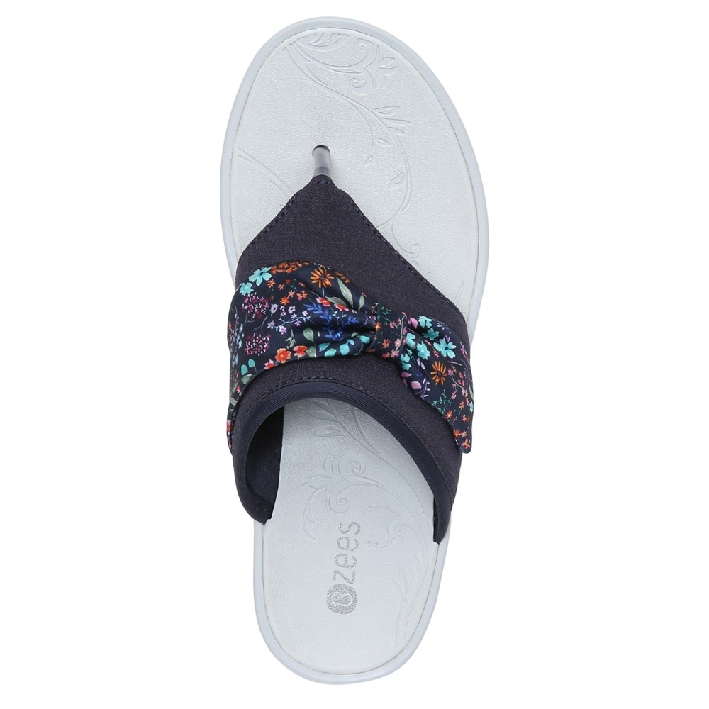 Bzees Dancing Queen Flip Flop Wedge Sandal - Navy Ditsy Floral Print