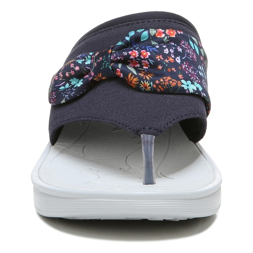 Bzees Dancing Queen Flip Flop Wedge Sandal - Navy Ditsy Floral Print