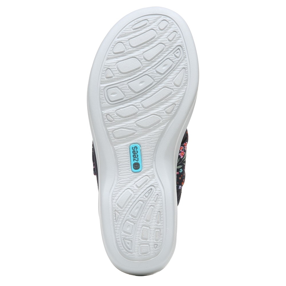 Bzees Dancing Queen Flip Flop Wedge Sandal - Navy Ditsy Floral Print